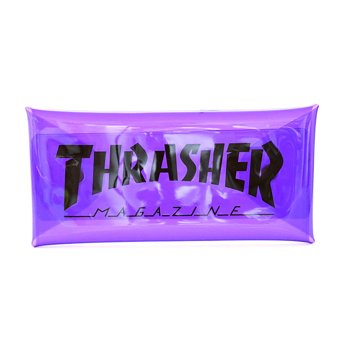 THRASHER スラッシャー PVC クリア クリアペンケース ペンケース 筆箱 筆記用具 クリアケース 透明 ユニセックス 男女兼用 ペン パープル