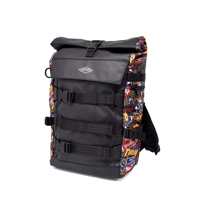 パックパック rucksack リュックサック 撥水加工 THRASHER マルチ 旅行 普段使い スポーティー スケターブランド シンプル 黒リュック 黒 ネーム｜opabinia｜04