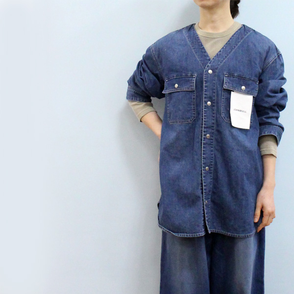 Johnbull（ジョンブル） JL253S06 ライト デニム ノーカラー シャツ