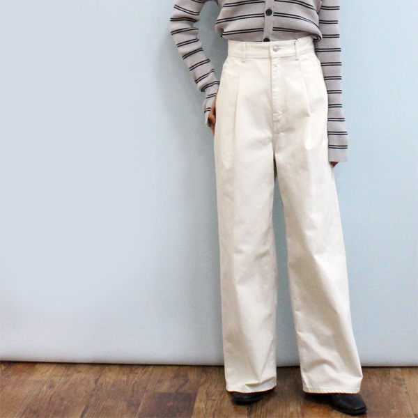 MACPHEE　コットンリネンタックワイドパンツ　34 MACPHEE コットンリネンタックワイドパンツ 34