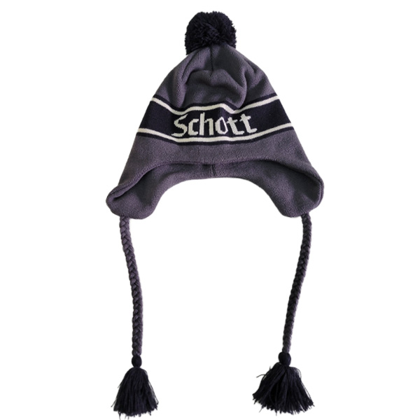 Schott NYC ショット ニット帽 冬 ニット 帽子 ビーニー イヤーフラップ ワンポイント ロゴ メンズ レディース N.Y.C アメカジ ボンボン 耳当て付き | Schott N.Y.C | 03