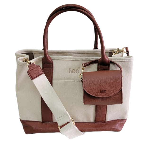 Lee（リー） 2WAY 大きめ トートバッグ ポーチ付き バッグチャーム