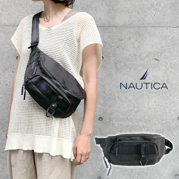 NAUTICA ノーティカ ボディバッグ ウエストバッグ ワンショルダー 斜め掛け 肩掛け 黒 ショルダー