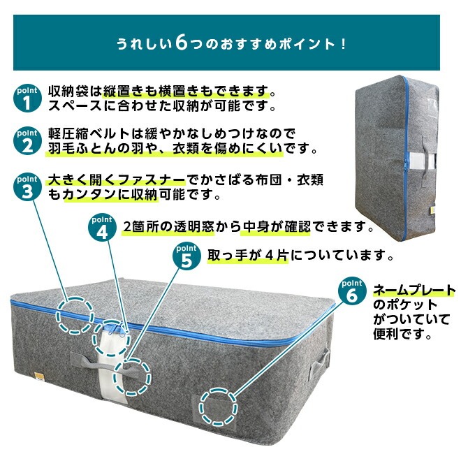 オーミケンシ 備長炭エアジョブ 収納袋 2枚セット 収納ボックス 布団