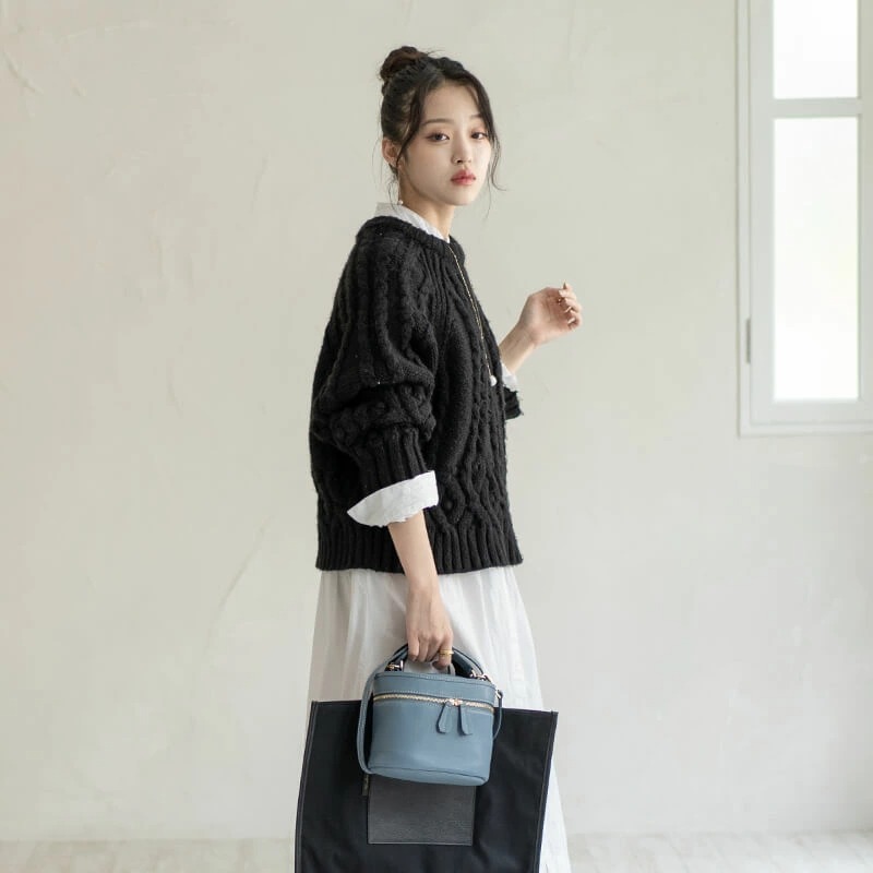 韓国デザイン 本革 バニティバッグ ショルダーバッグ BAG 編み込 韓国デザイン 本革 バニティバッグ ショルダーバッグ BAG 編み込