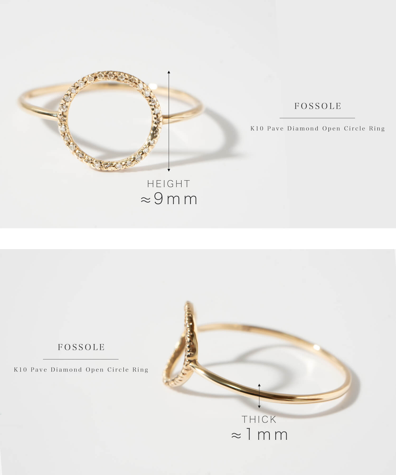 爆買 リング レディース リング ゴールド 10k 【fossole-ring フォッソーレ】 k10 リング 10金 ダイヤモンド リング 50代 スリム 40代 30代 誕生日 プレの画像