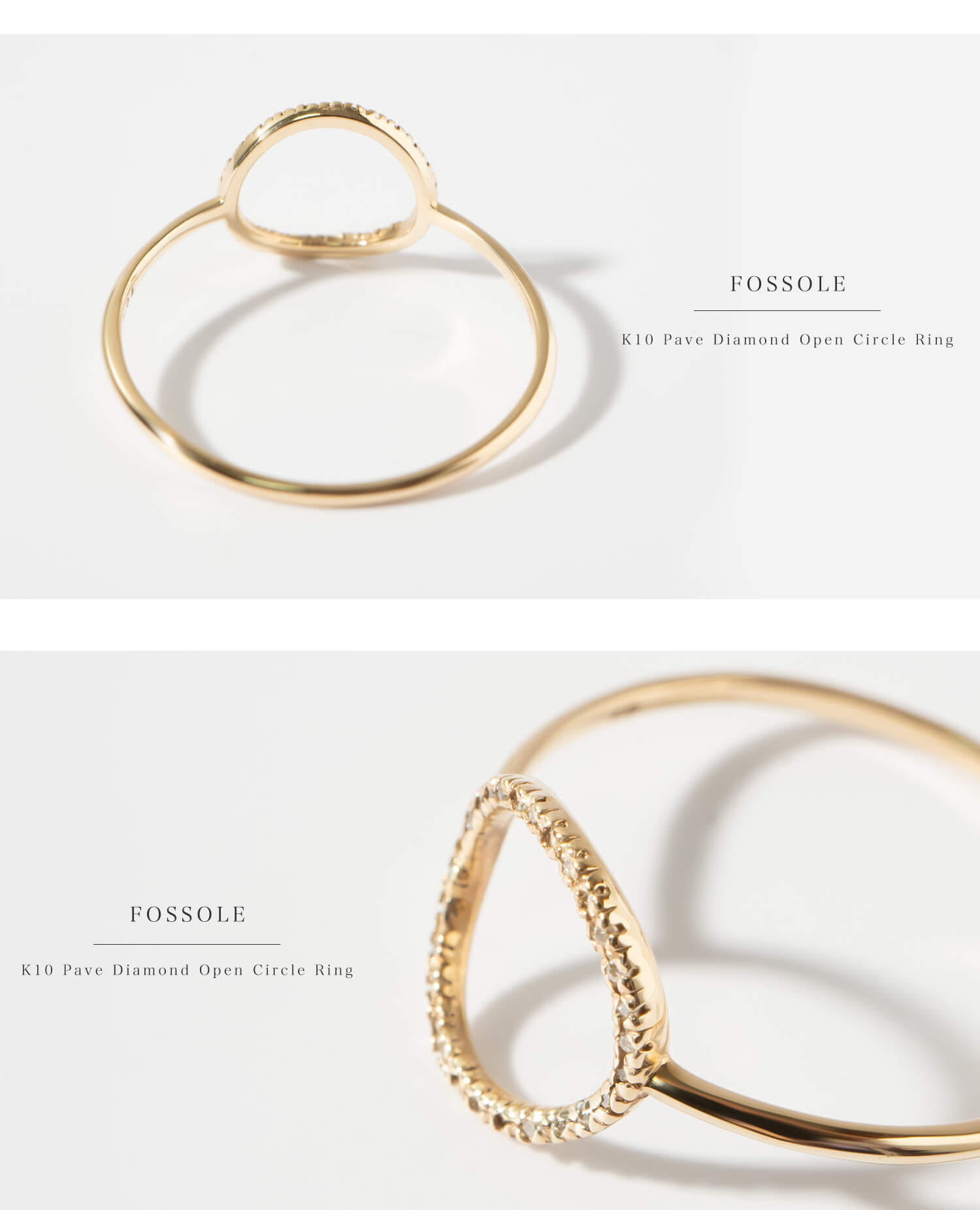 爆買 リング レディース リング ゴールド 10k 【fossole-ring フォッソーレ】 k10 リング 10金 ダイヤモンド リング 50代 スリム 40代 30代 誕生日 プレの画像
