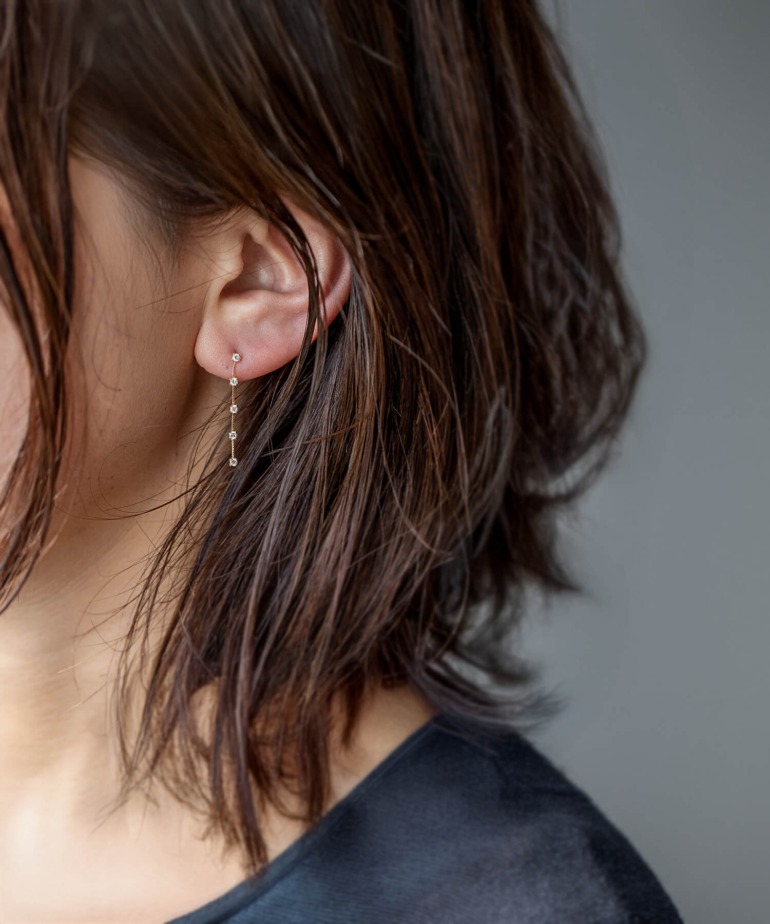 Ops. ピアス レディース チェーンピアス 甲府 5連 ダイヤ 0.3ct