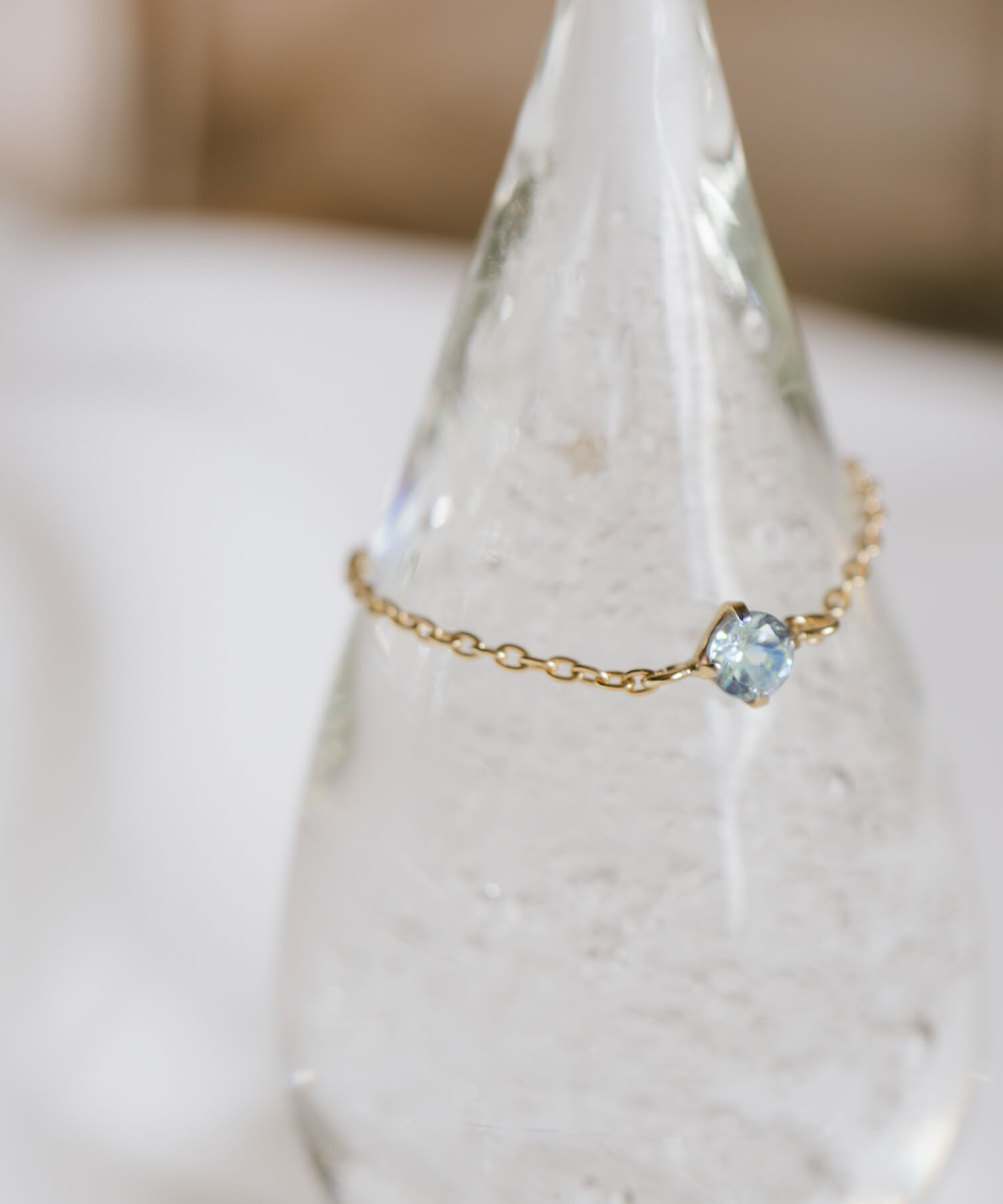 爆買 リング レディース 指輪 18k ゴールド レディース 【megrez-gems メグレズ】 天然石 18金 k18 チェーンリング フリーサイズ  調整可 金属アレルギーの画像