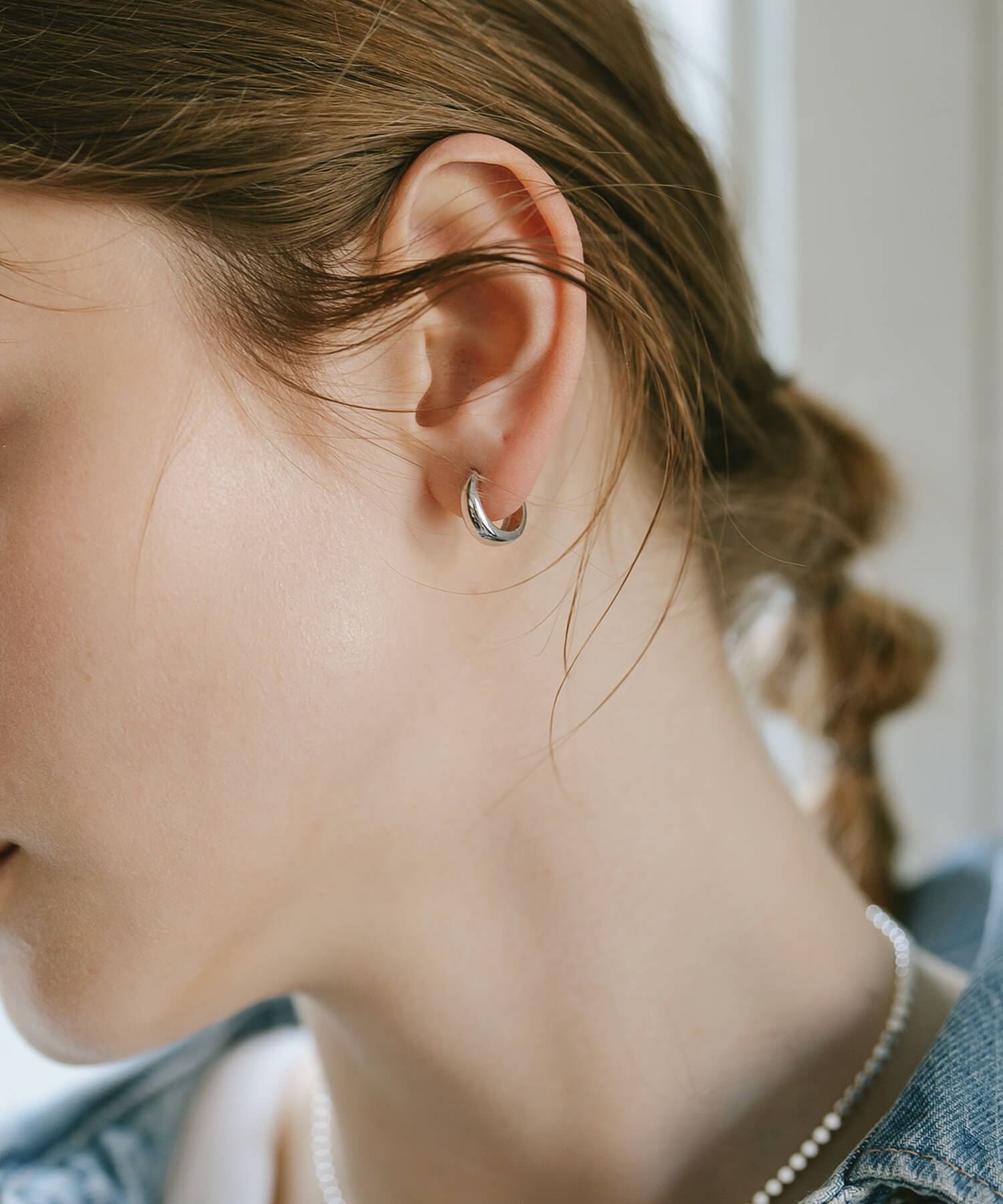 Ops. ピアス フープピアス 18K 18金 シルバー925 つけっぱなし
