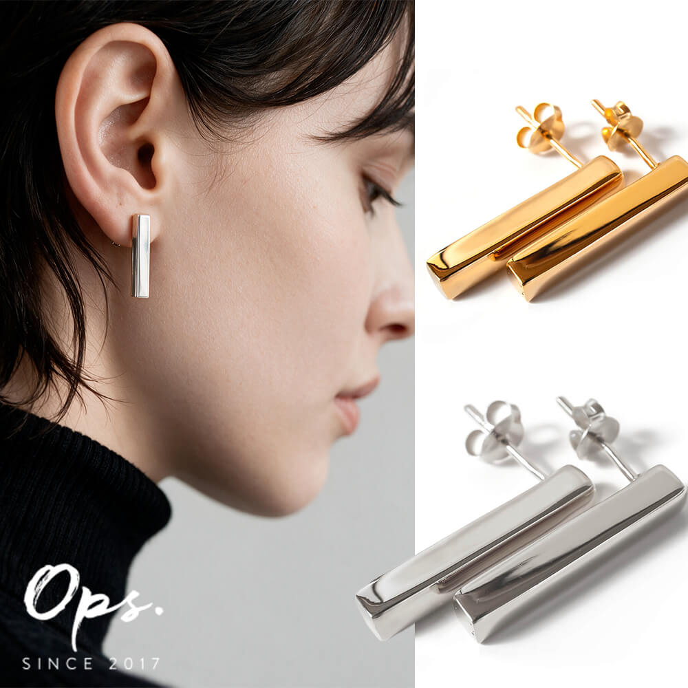 シンプルピアス 会社 ピアス K18 オニキス フックピアス 天然石 18金