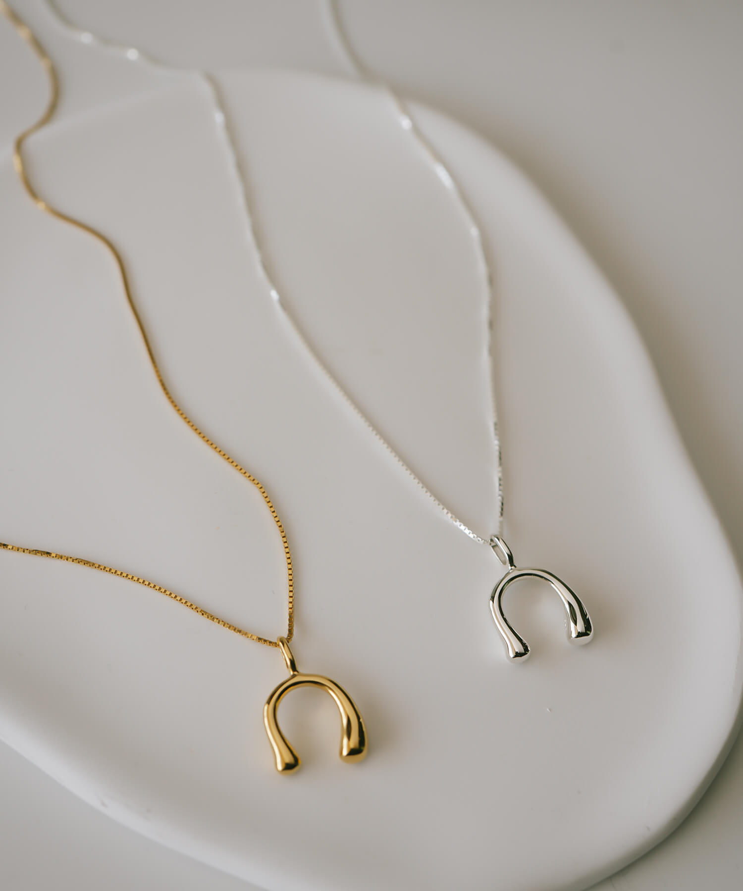 ホースシューネックレス 18Kgold plating シルバー925 ステンレス 馬蹄ネックレス ホースシューネックレス ダブル喜平