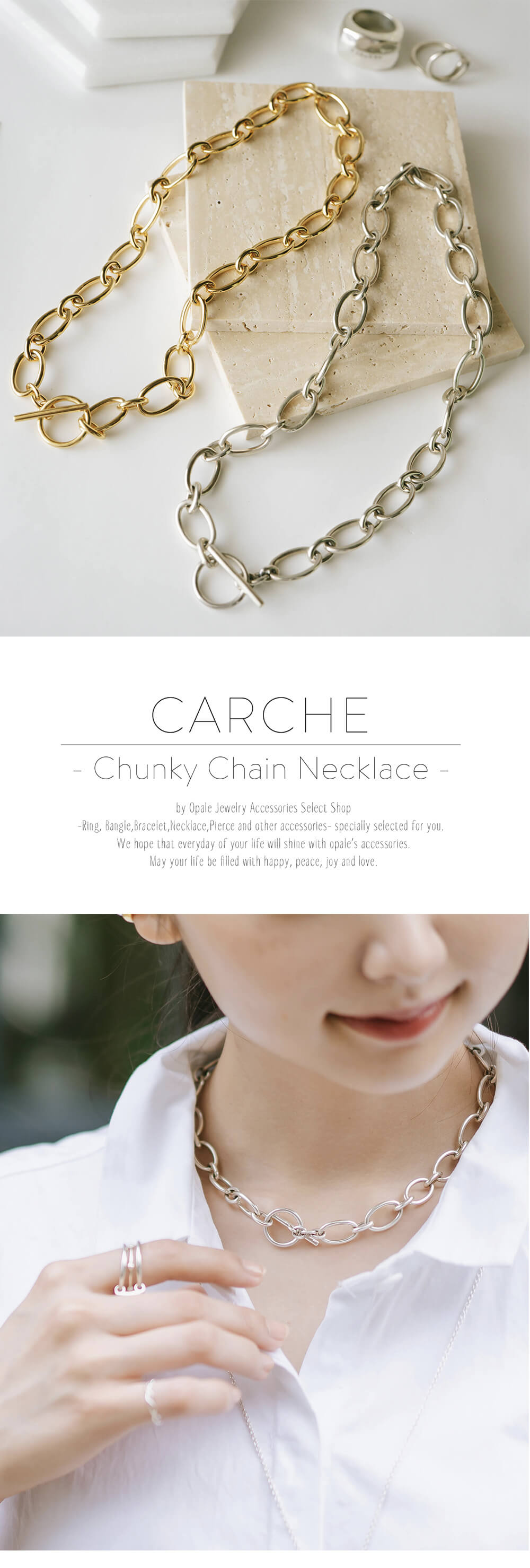 ネックレス レディース チョーカー silver925 個性的 大ぶり CARCHE カルチェ シルバー925 k18 ゴールド ネックレス チェーン  18金 金属アレルギー対応