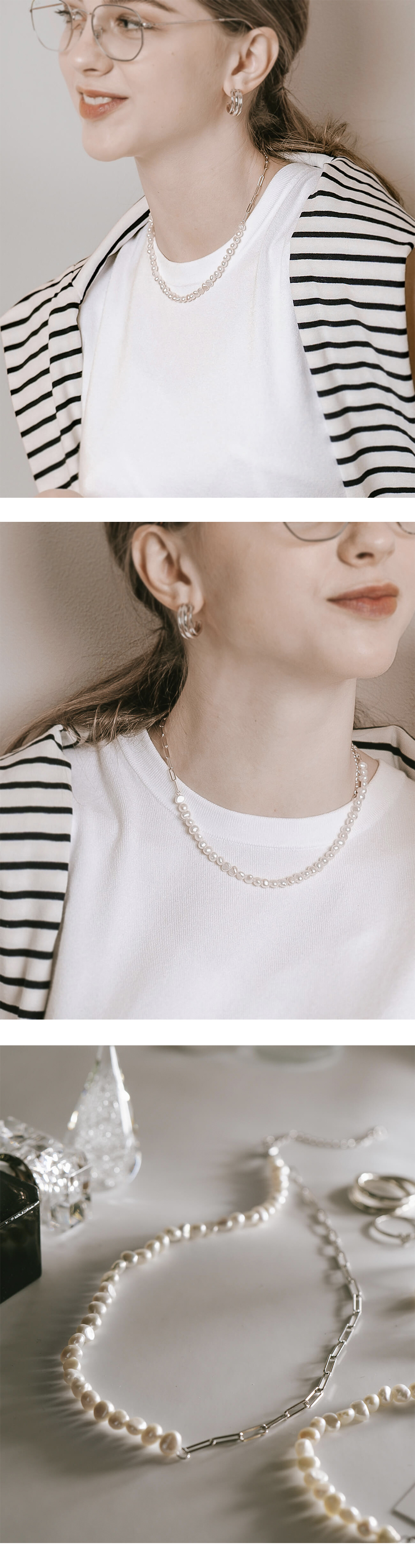 シルバー925 バロックパール ネックレス 小ぶり