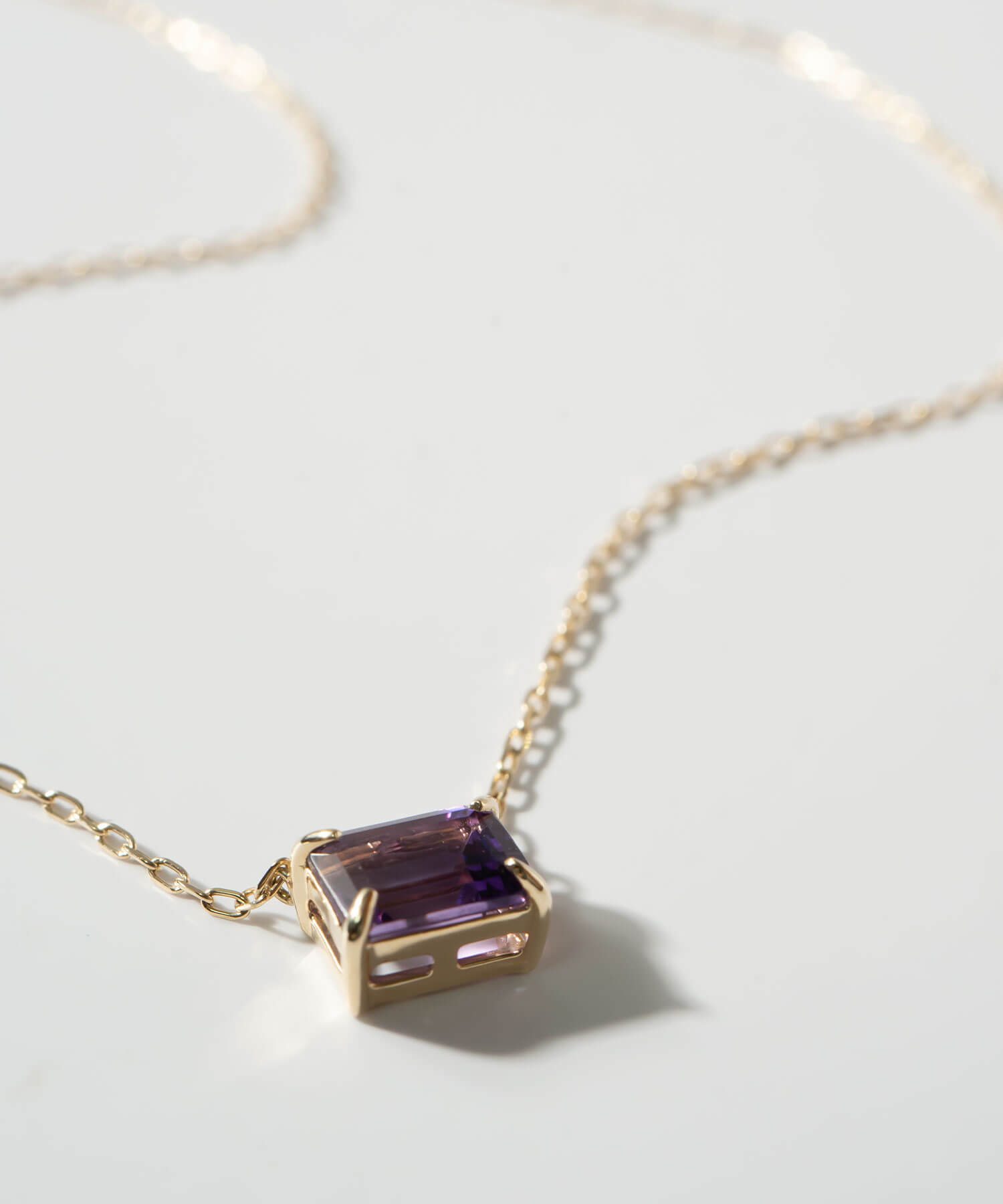 爆買 天然石 ネックレス  アメジスト ブルートパーズ イエローゴールド tetra-sju テトラ・フユ レクタングル 長方形 アメシスト ネックレス ペンダントの画像