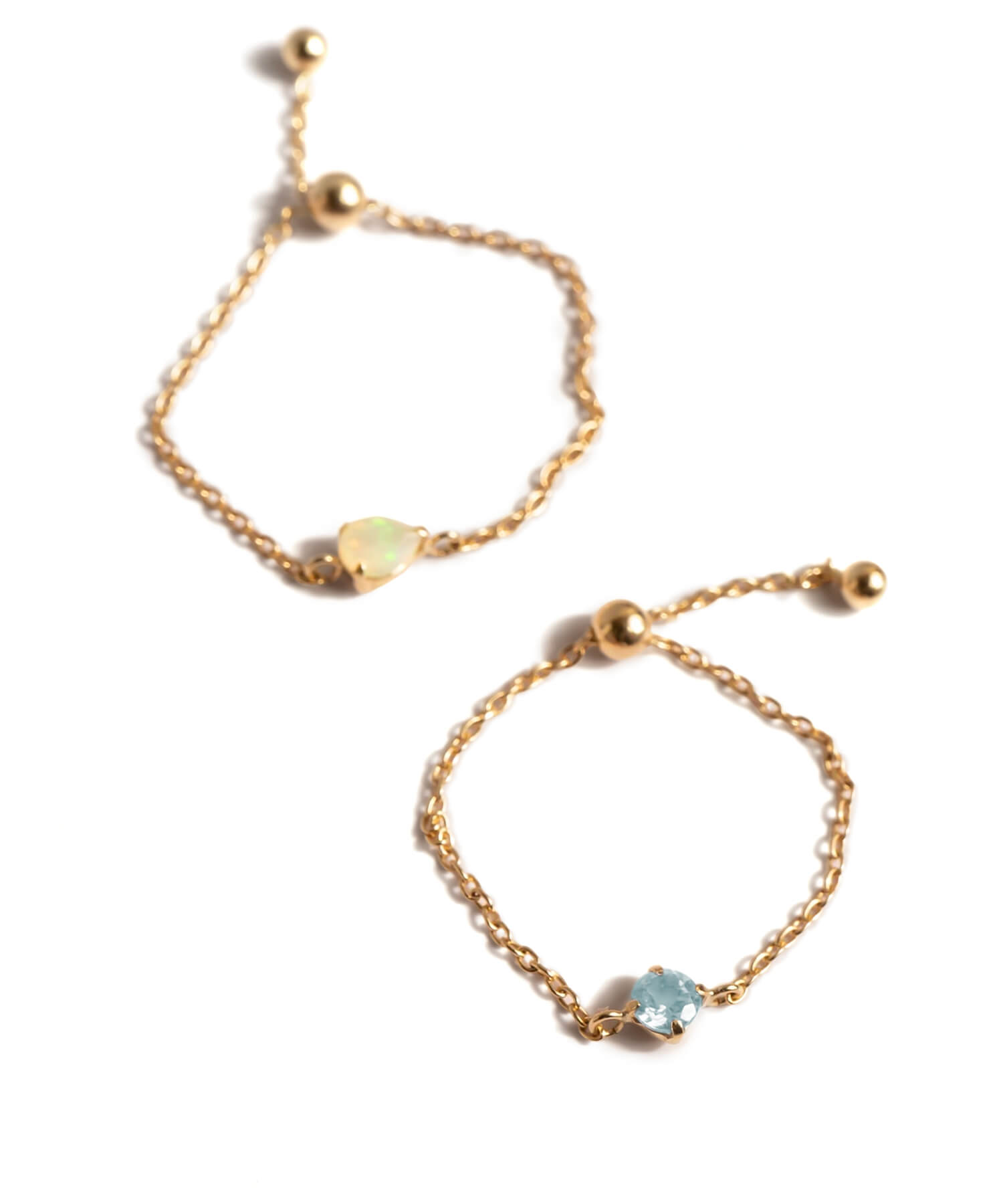爆買 リング レディース 指輪 18k ゴールド レディース 【megrez-gems メグレズ】 天然石 18金 k18 チェーンリング フリーサイズ  調整可 金属アレルギーの画像