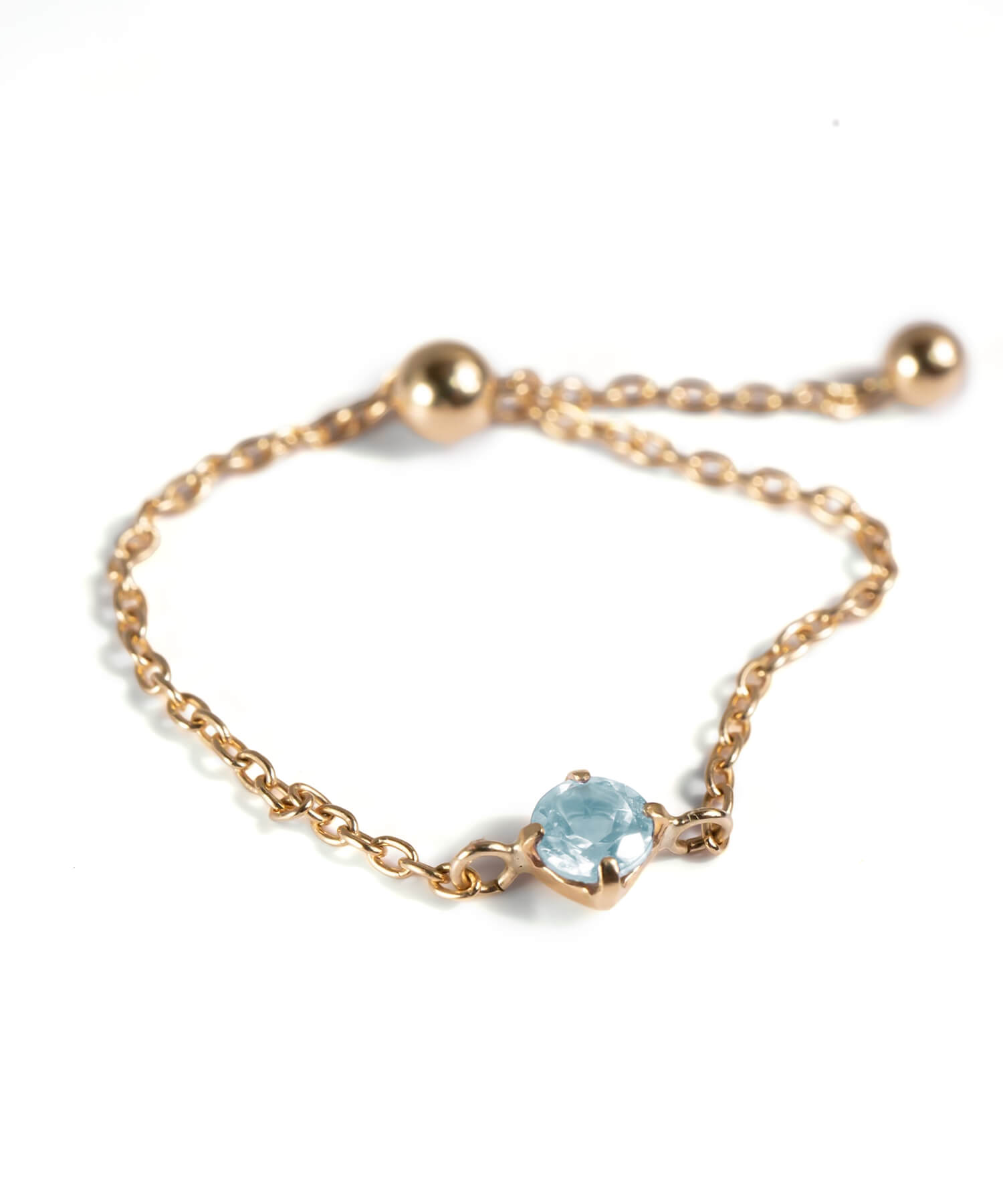 爆買 リング レディース 指輪 18k ゴールド レディース 【megrez-gems メグレズ】 天然石 18金 k18 チェーンリング フリーサイズ  調整可 金属アレルギーの画像