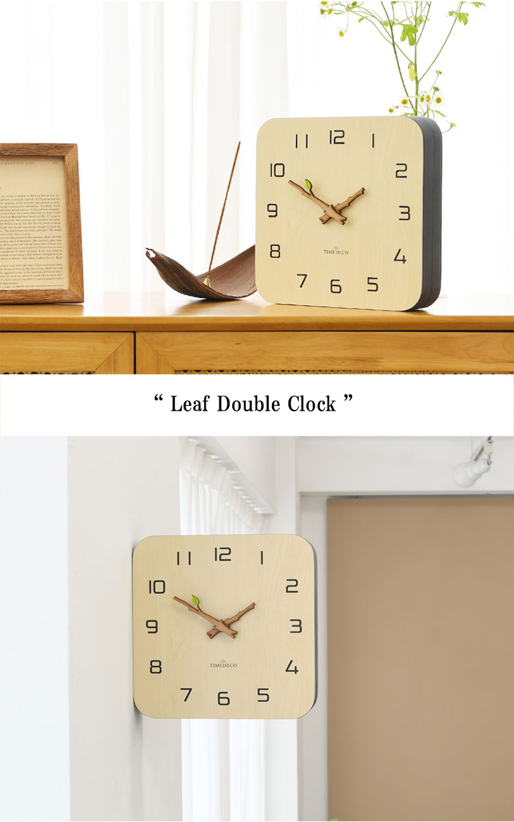 タイムデコ 掛け時計 TIMEDECO 正規販売店 Leaf Double Clock 木の葉 両面掛け時計 卓上時計 置き時計 ナチュラル おしゃれ  インテリア雑貨 5345218 ACC