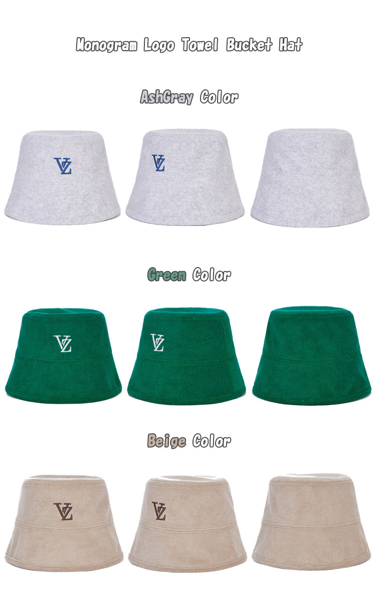 VARZAR Bucket Hat Monogram Logo Towel Bucket Hat Black