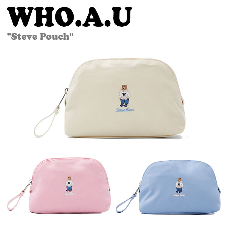 フーアーユー ポーチ WHO.A.U メンズ レディース Steve Pouch スティーブポーチ PINK ピンク IVORY アイボリー BLUE ブルー WHAWD1281A ACC