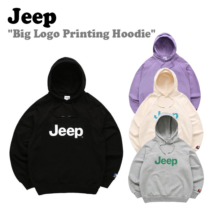 ジープ パーカー Jeep Big Logo Printing Hoodie ビッグ ロゴ プリンティング フーディー 全4色 JN5THU021BK/VI/MG/IV ウェア｜option
