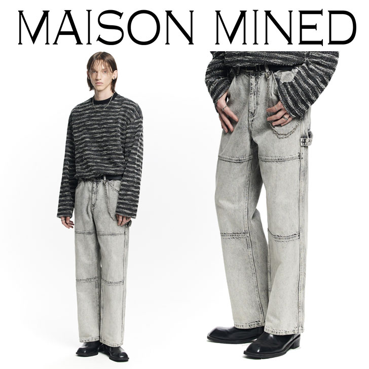 �y���[/���������z���]���~�l�h �p���c MAISON MINED ���K�̔��X WHITE SPREAD CARPENTER DENIM �z���C�g �X�v���b�h �J�[�y���^�[ �f�j�� 20SDP1040 �E�F�A