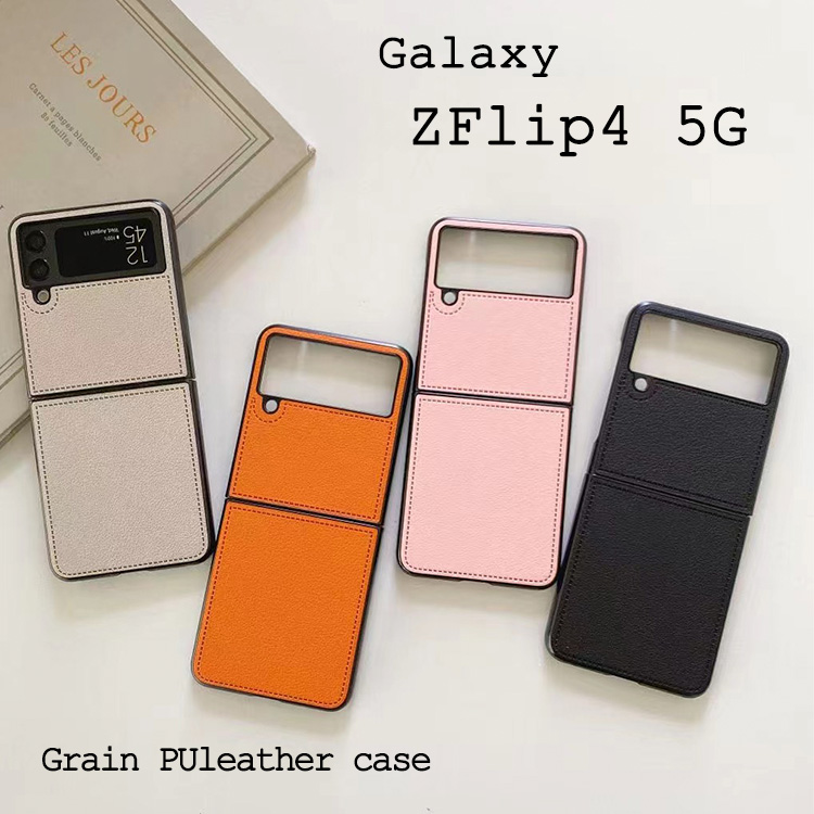 Galaxy ZFlip4 5G �P�[�X �j���A���X�J���[ �O���C�� PU���U�[ Z Flip4 SC-54C SCG17 �J�o�[ ��i �X���� �y�� ���킢�� GalaxyZFlip4 ���f�B�[�X �l�C �W�F