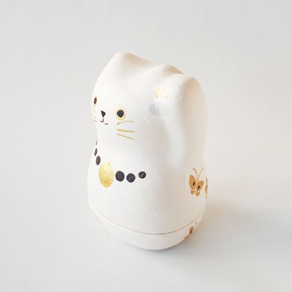 人気ブランド 置物 小物入れ おしゃれな招き猫風 花模様 白い 目玉 送料無料 Www Purpicks Com