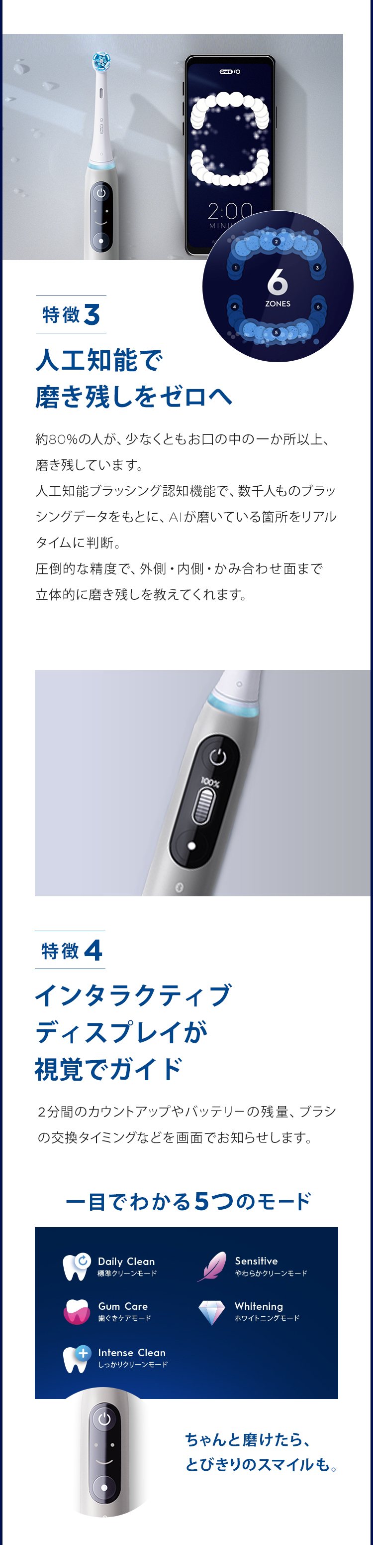 オーラルB 電動歯ブラシ ブラウン 公式ストア iO6 グレーオパール
