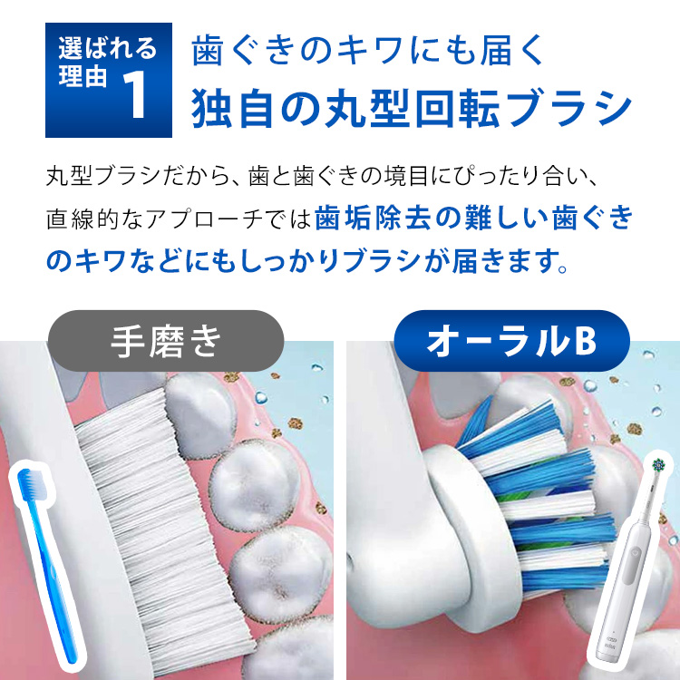 オーラルB 電動歯ブラシ ブラウン 公式ストア PRO1ホワイト替えブラシ1