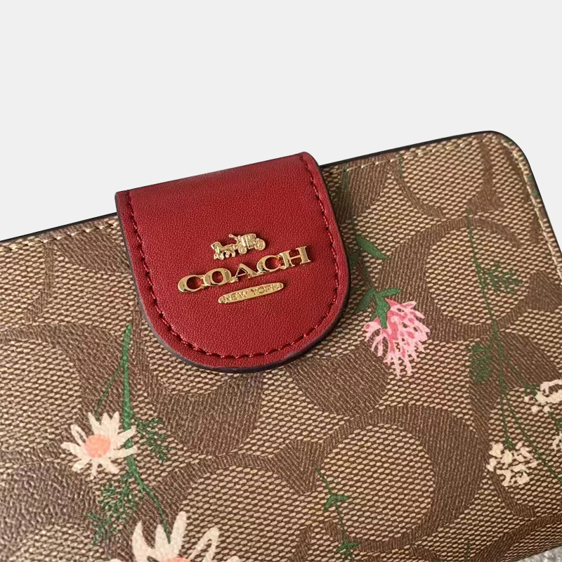 日本全国送料無料 コーチ COACH 二つ折り財布 ミニ シグネチャー 花柄