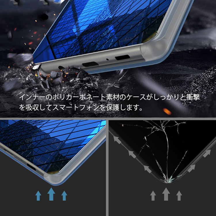 Galaxy S21 S21+ ミラー加工 手帳ケース