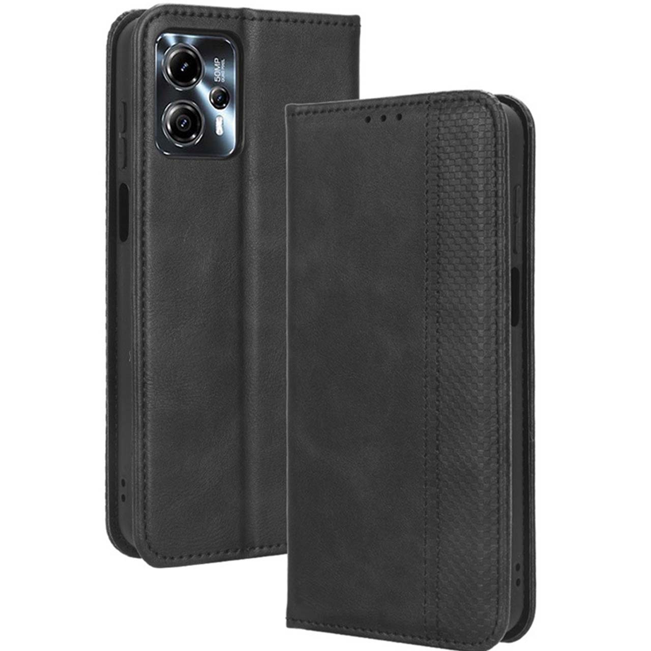 moto g13 ケース 手帳 motog13 チェック柄 レトロ レザー 手帳型 北欧