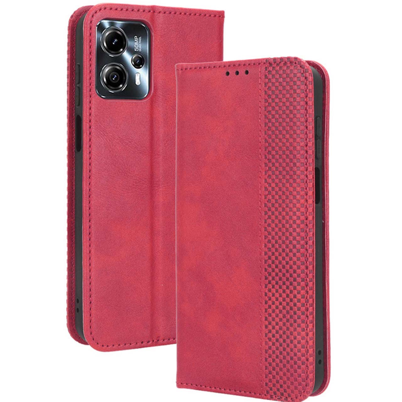 Motorola g13 スマートフォン 本体 ケース付き moto g13 ケース 手帳 motog13 チェック柄 レトロ レザー 手帳型 北欧