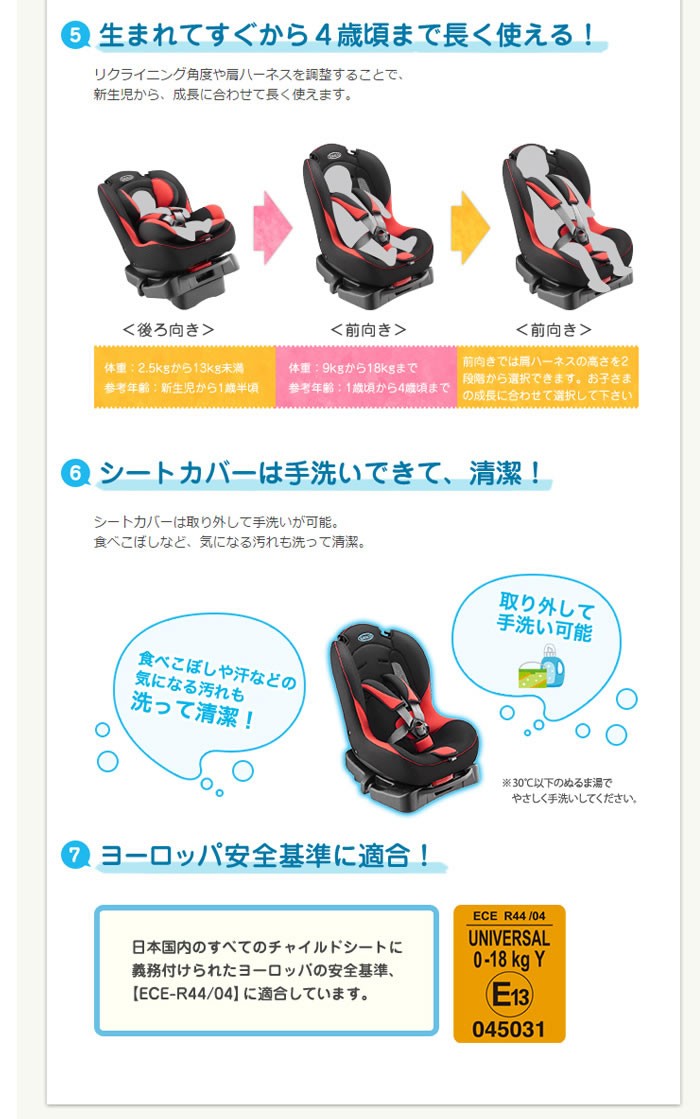 GRACO（グレコ） ジーフロウ G-FLOW チャイルドシート レッドRD 3段階