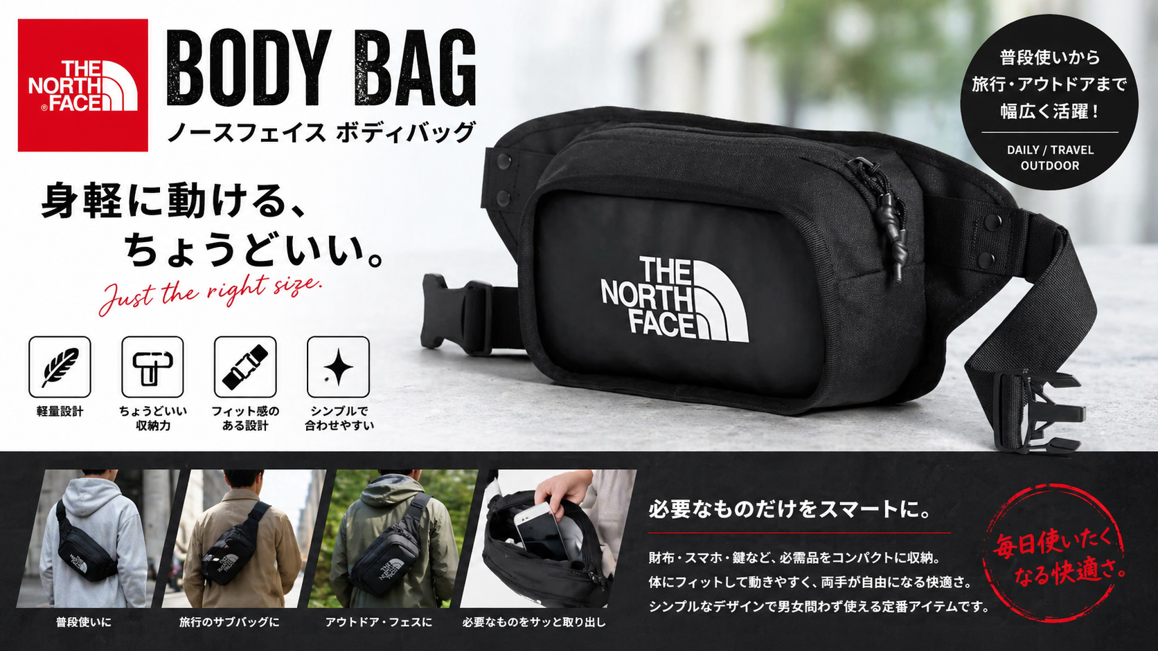 THE NORTH FACE EXPLORE HIP PACK — 手ぶらで動ける、ちょうどいい