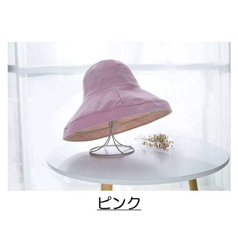 帽子 レディース  バケットハット UVカット ワイヤー つば広め 長め シンプル 無地 小顔効果 大きめ サファリハット おしゃれ 折り畳み 春 夏 春夏 |  | 02