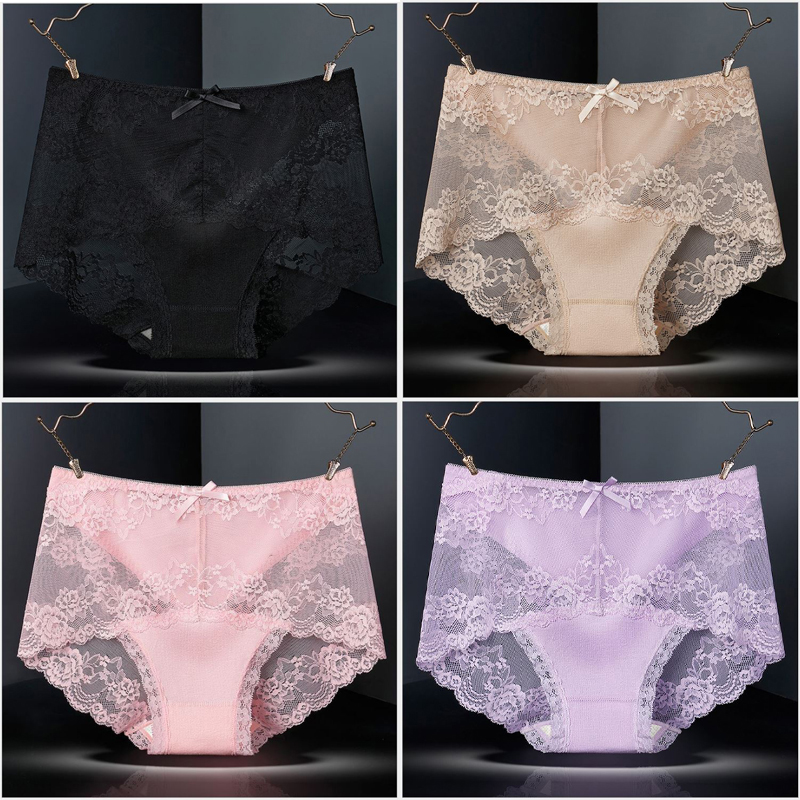 4枚セット レース ショーツ レディース 綿 インナー パンツ 下着 伸縮性 フィット感 セクシー 魅力 リラックス リボン 福袋 |  | 01