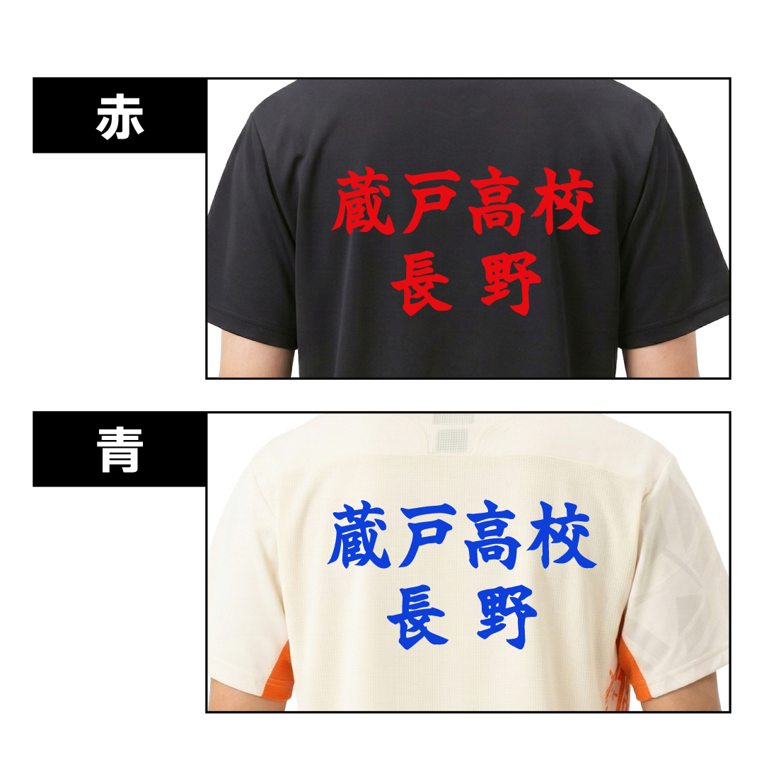 バドミントンゲームウェア　背面あり 新書体発売！】背面文字入れプリント 当店のゲームシャツと同時購入に