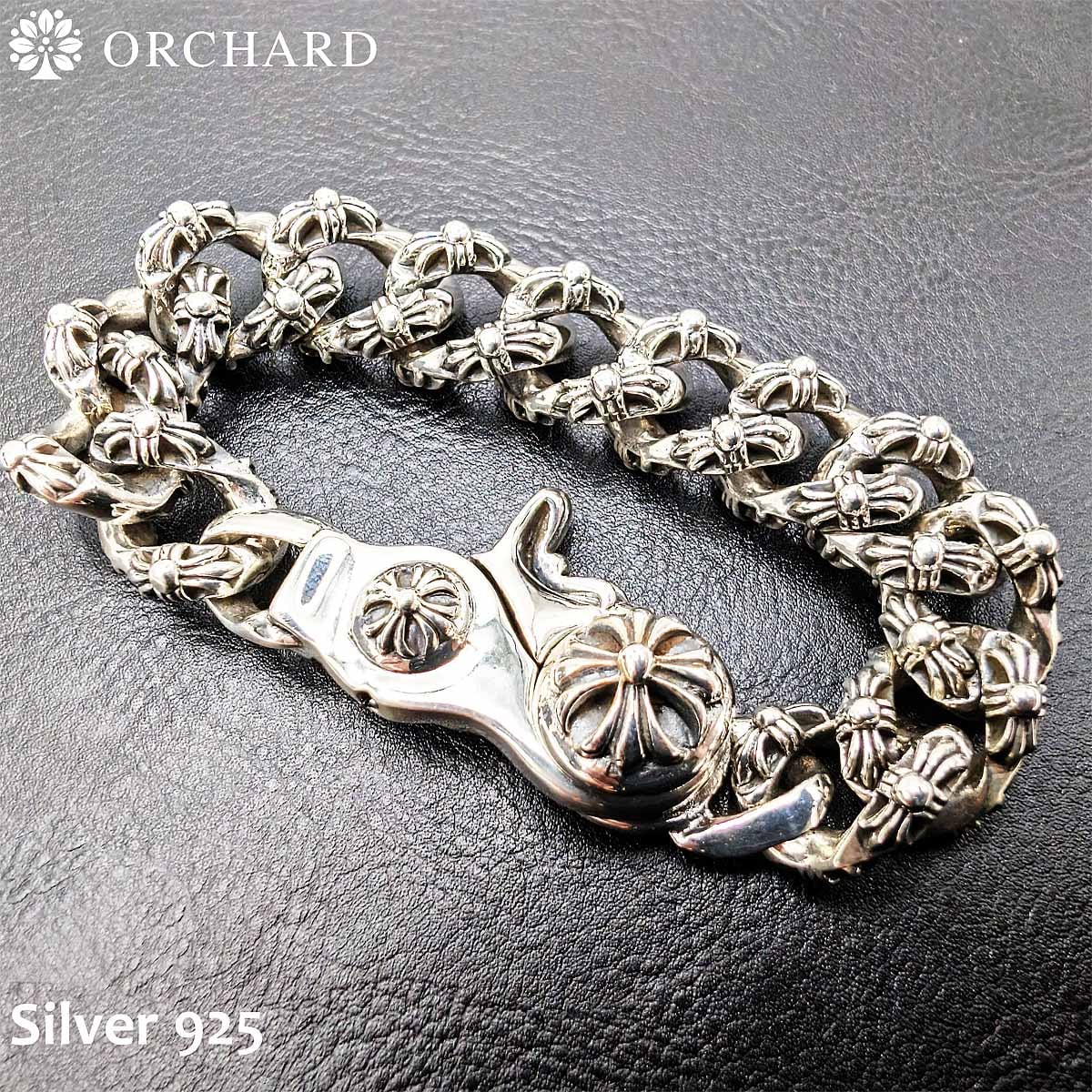 シルバー925 ナスカンチェーン 重厚感 極太 ブレスレット 20cm メンズ