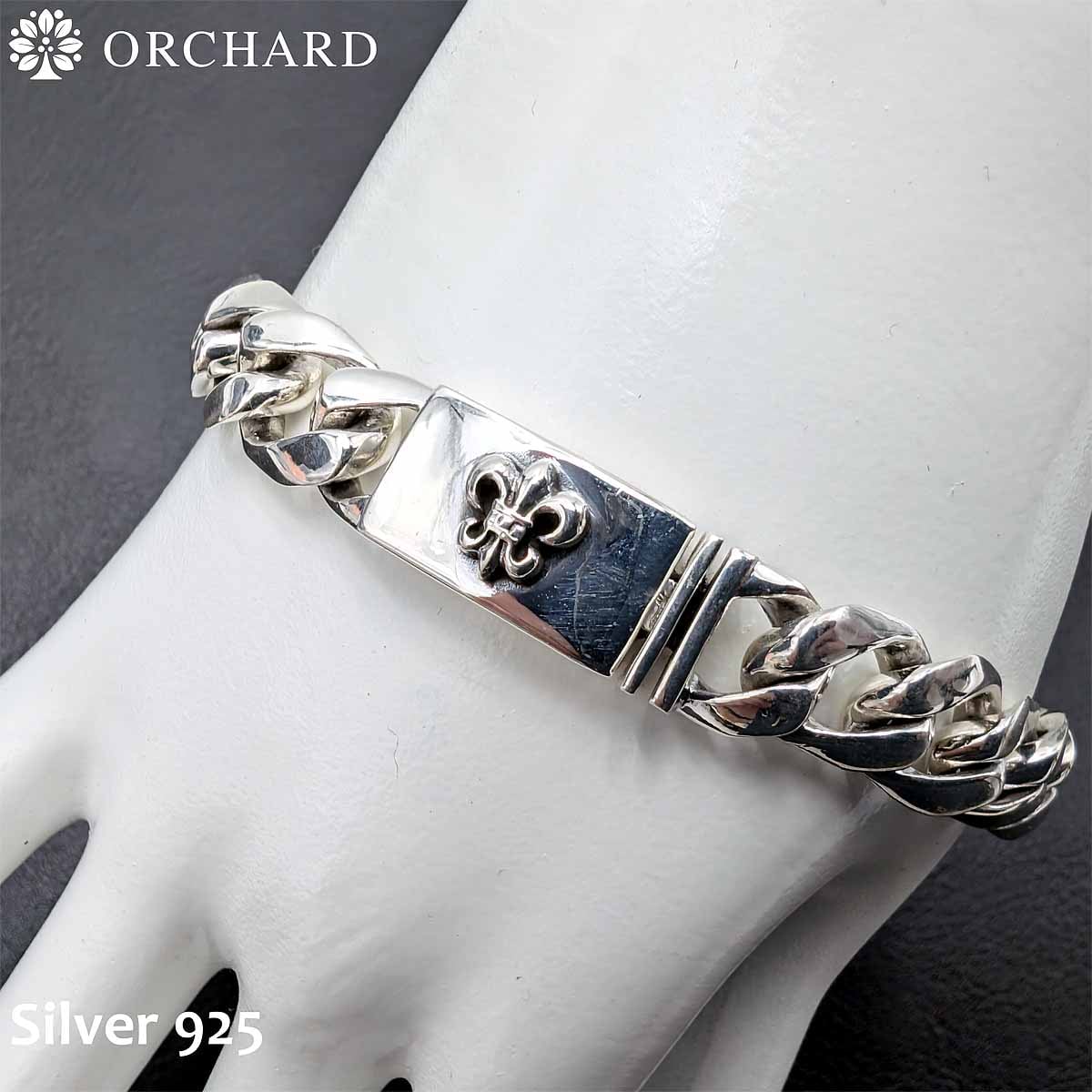 シルバー925 百合の紋章 リリー フルール・ド・リス 喜平ブレスレット