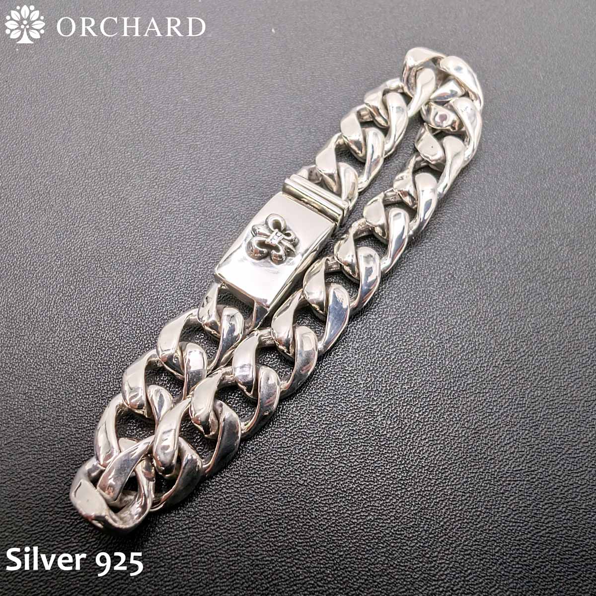 シルバー925 百合の紋章 リリー フルール・ド・リス 喜平ブレスレット