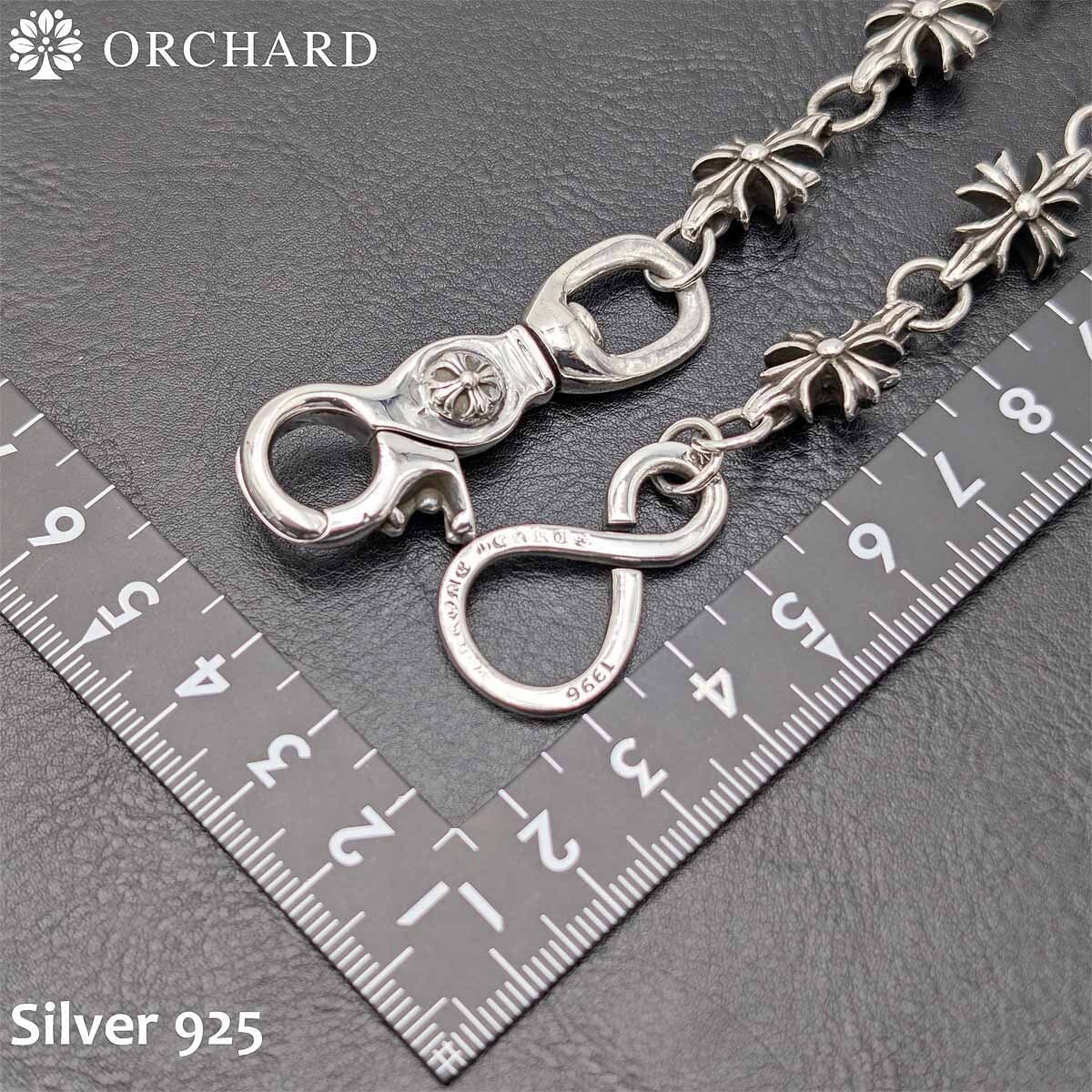 シルバー925 ウォレットチェーン クロス ナスカン S字フック 全長50cmの画像