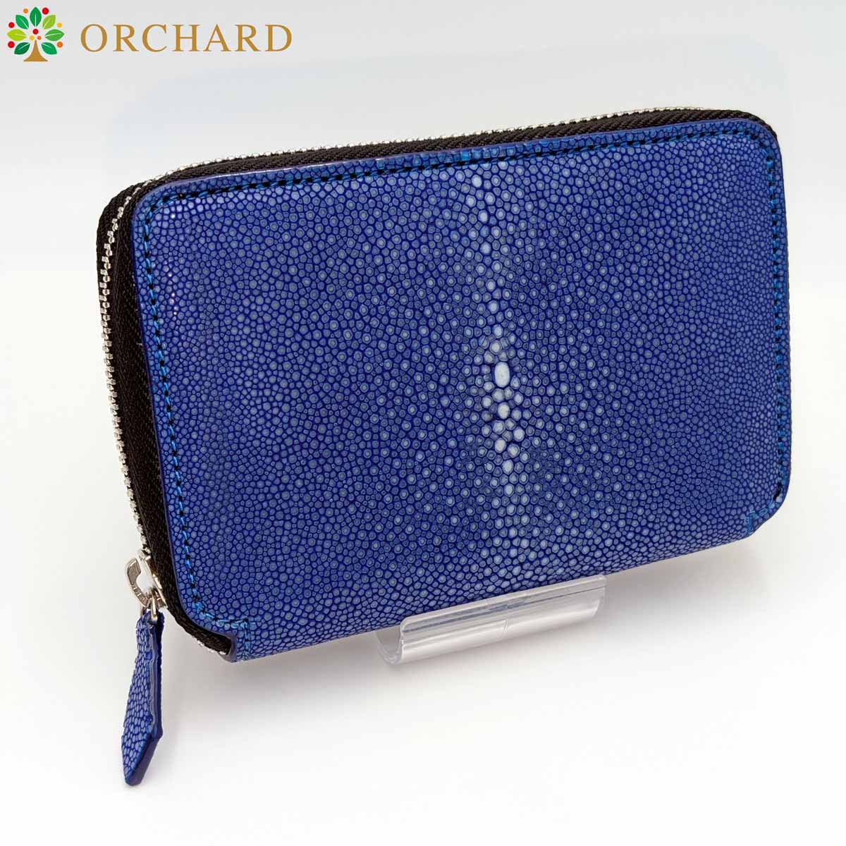 スティングレイ 折財布 ラウンドファスナー 青 ブルー メンズ レディース 希少 高級感 ボックスコインポケット