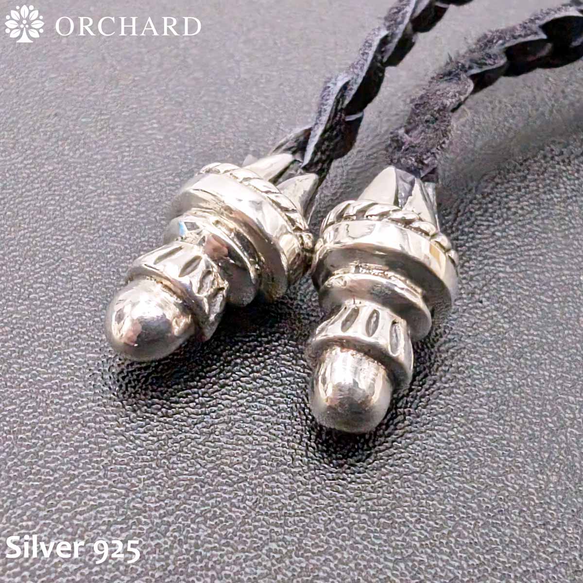 シルバー925 レザーストリング エンドキャップ 100cm革紐付き メンズ レディース ユニークデザイン 高級ジュエリー |  | 01