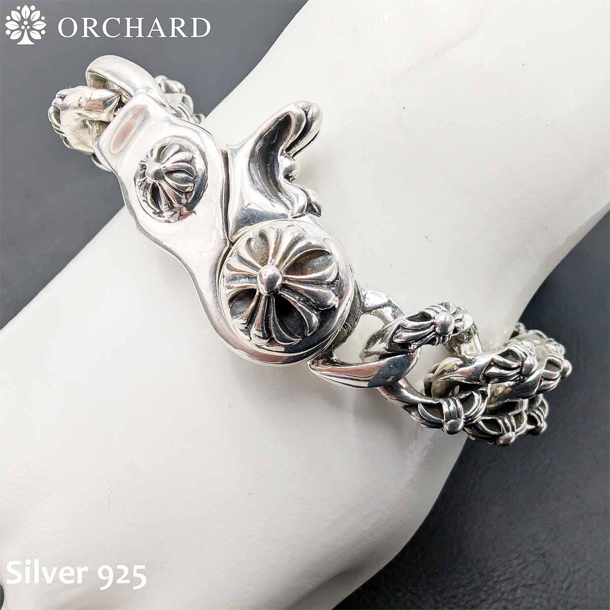 シルバー925 ナスカンチェーン 重厚感 極太 ブレスレット 20cm メンズ