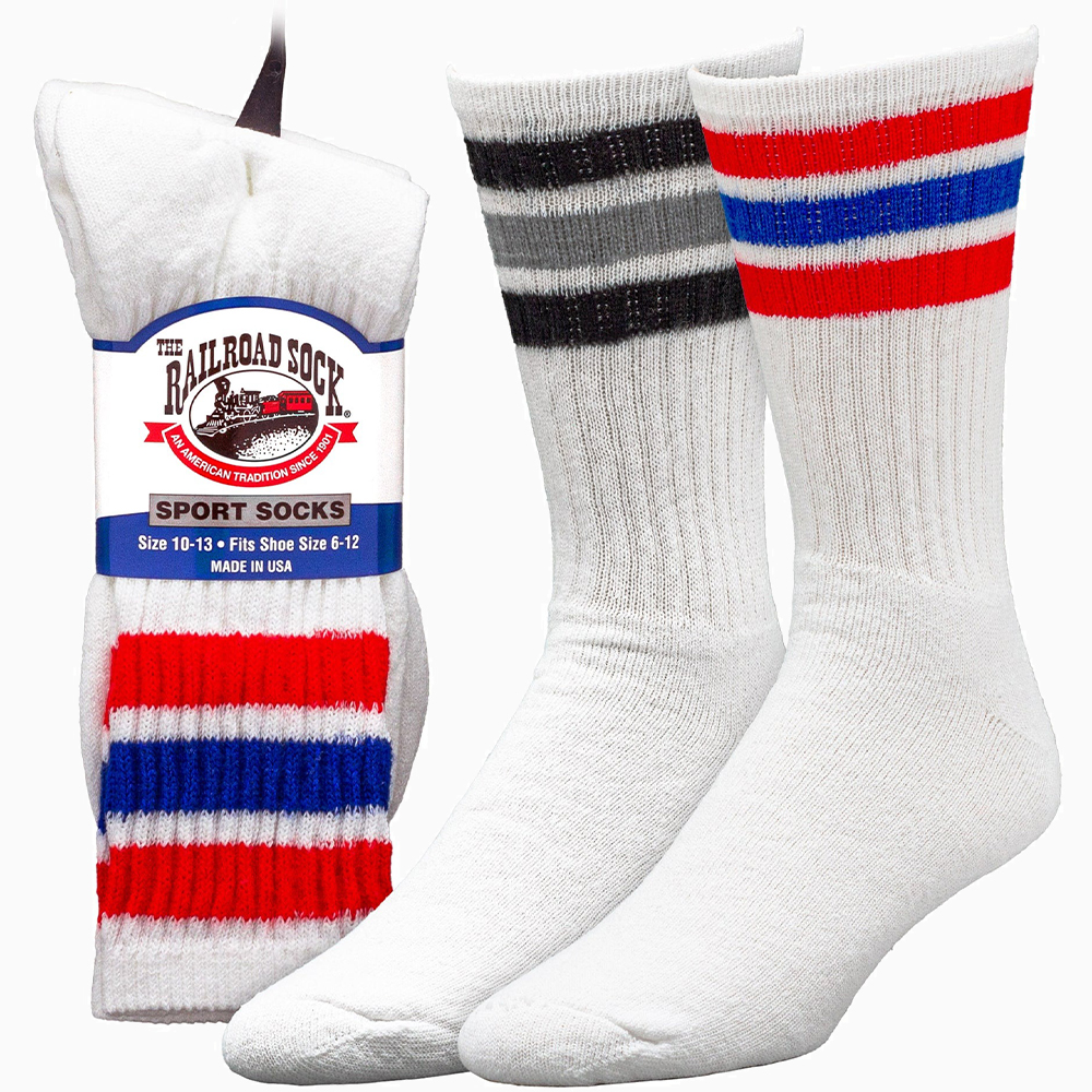 RAILROAD SOCK メンズ アメリカーナストライプ クルーソックス 24cm