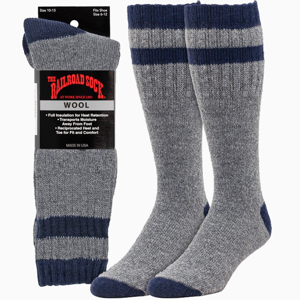 RAILROAD SOCK メンズ アウトドア ストライプ ウール ブーツソックス 1足 24cm〜30cm 厚手 ウール アメカジ レイルロードソック 靴下 くつ下 くつした ソックス |  | 02