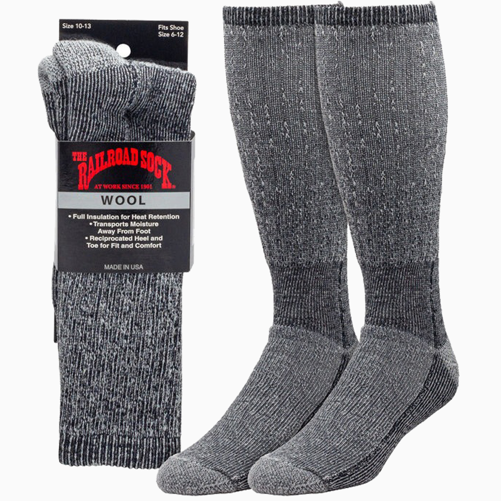 RAILROAD SOCK メンズ メリノウール ブーツソックス 1足 24cm〜30cm 厚手 ウール アメカジ レイルロードソック 靴下 くつ下 くつした ソックス グレー |  | 01