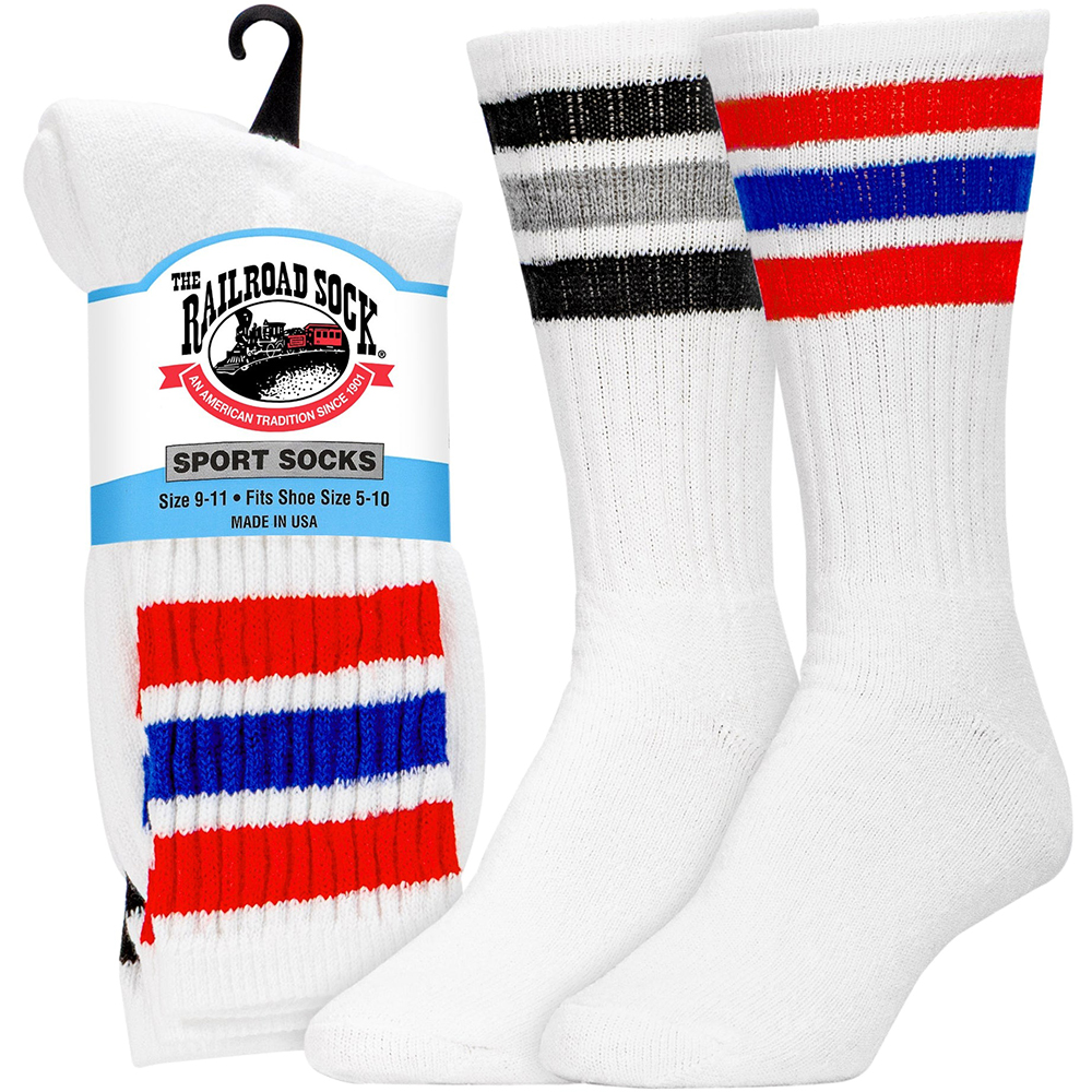 RAILROAD SOCK レディース アメリカーナストライプ クルーソックス 22cm-27cm 2足セット レイルロードソック 靴下 くつ下 くつした ソックス ボーダー 白 |  | 01